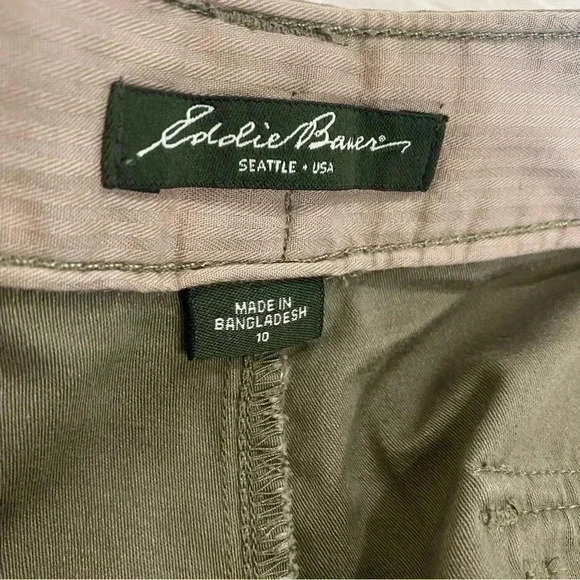 EDDIE BAUER women’s outdoor sage green pocket drawstring cargo cotton pants S-10 - Picture 2 of 16
